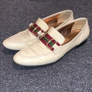 Gucci white slip-on loafers
